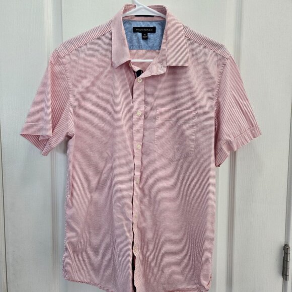 Banana Republic Other - Banana Republic Mens Red & White Striped Short Sleeve Button-Up Shirt Size M
